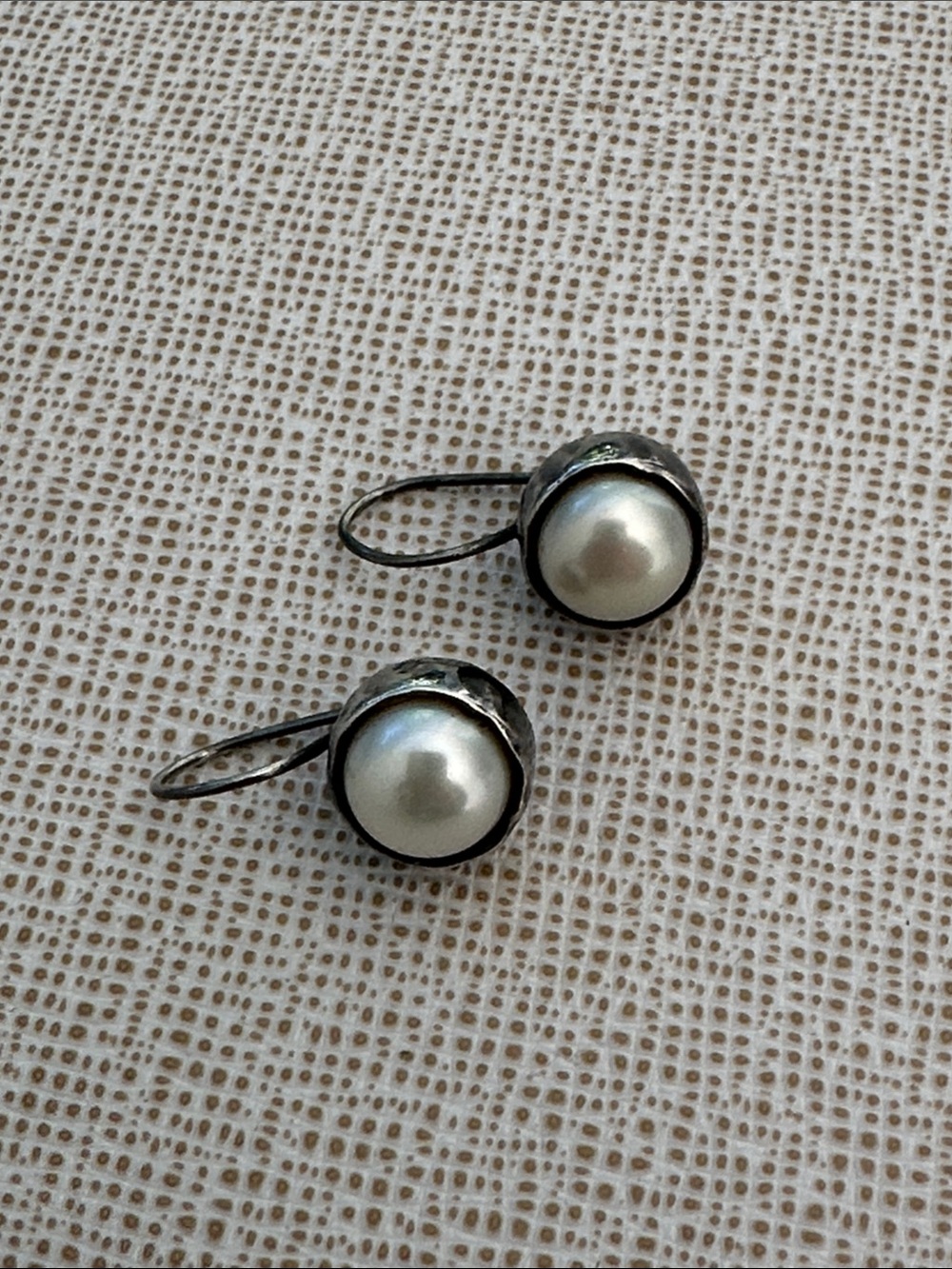 Silpada White Pearl Drop Earrings with Sterling Silver Setting
